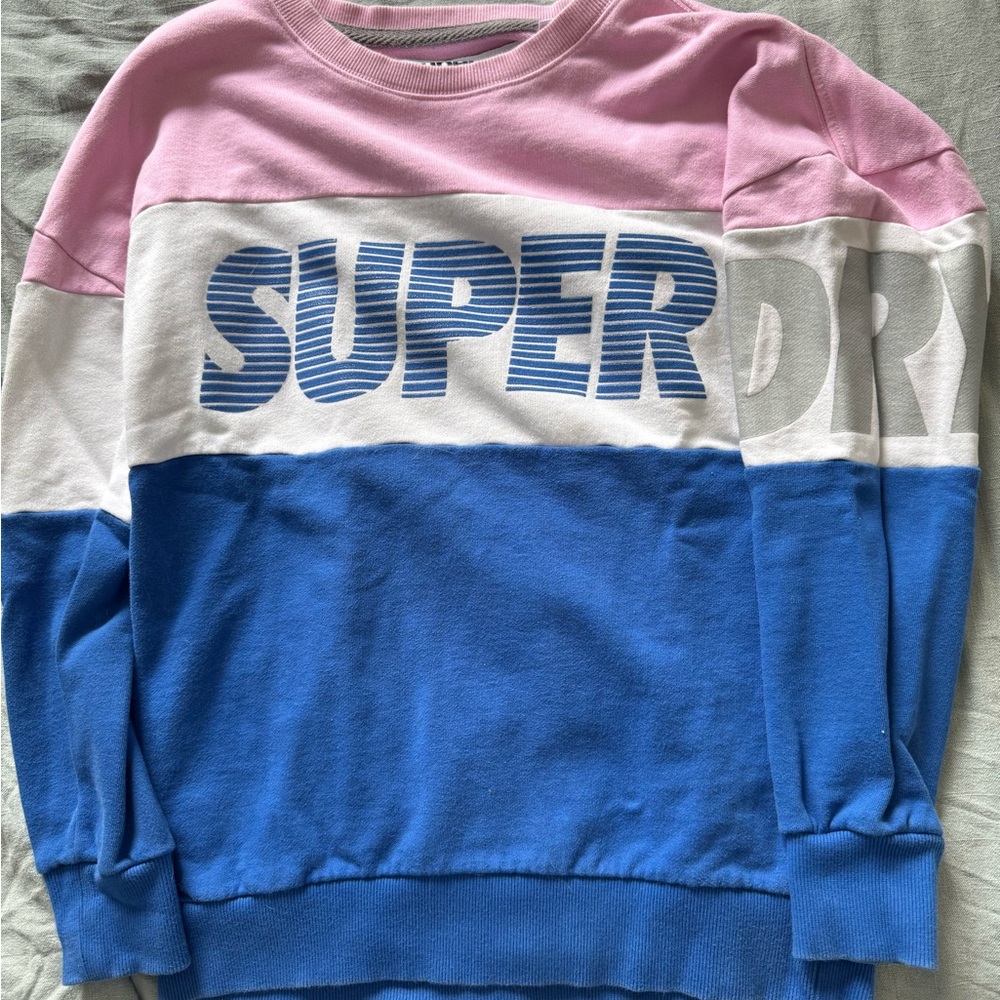Superdry Pink and White Athletic Sweatshirt